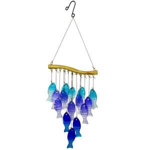 Blue Glass Fish Wind Chimes for Outdoor NEW